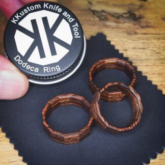 Dodeca Ring, Wide Band <br> Layered Walnut Veneer